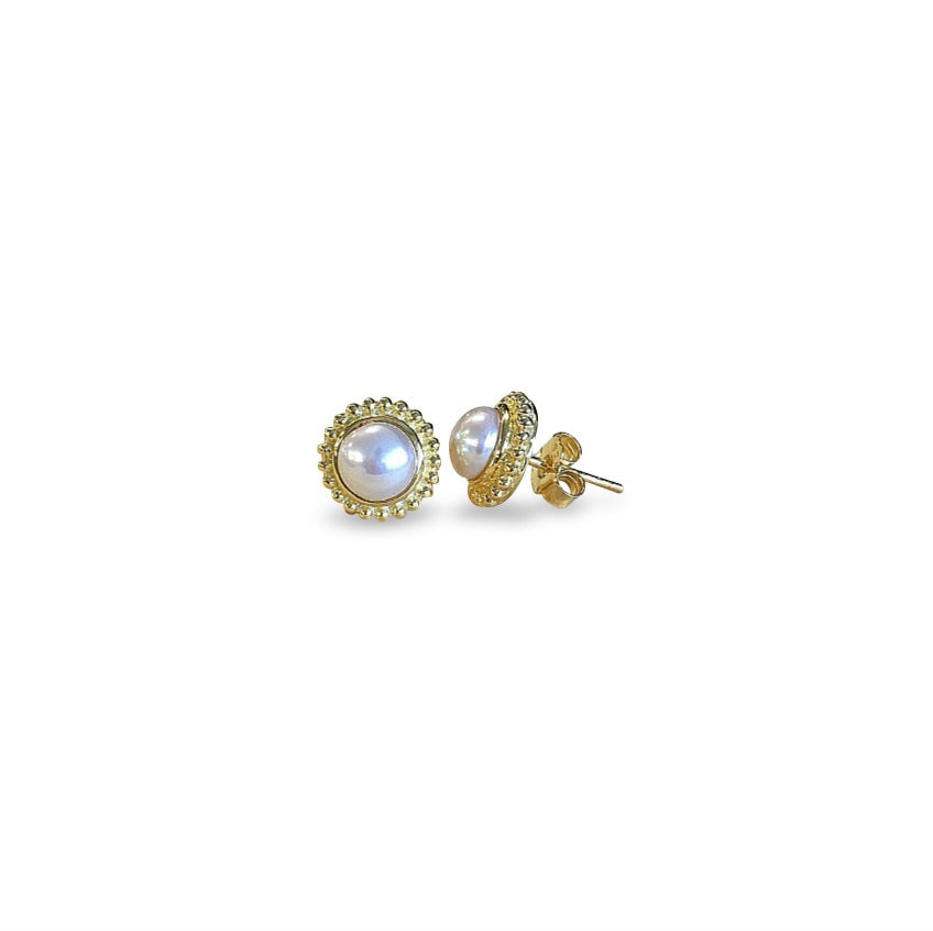Ohrstecker Perle weiss / Gold