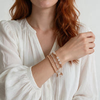 Armband-Set Regenbogen Mondstein / Roségold