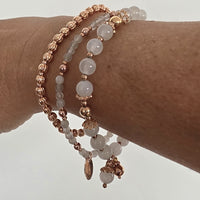 Armband-Set Regenbogen Mondstein / Roségold