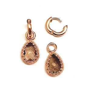 Interchangeable smoky quartz pendant with or without creoles