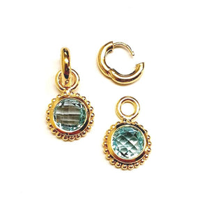 Interchangeable blue topaz pendant with or without creoles