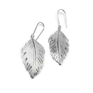 Feather earrings silver and gold