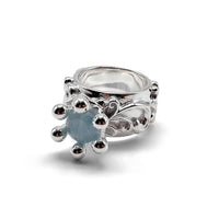 Finger ring crown aquamarine