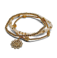 Gold plated moonstone bracelet set