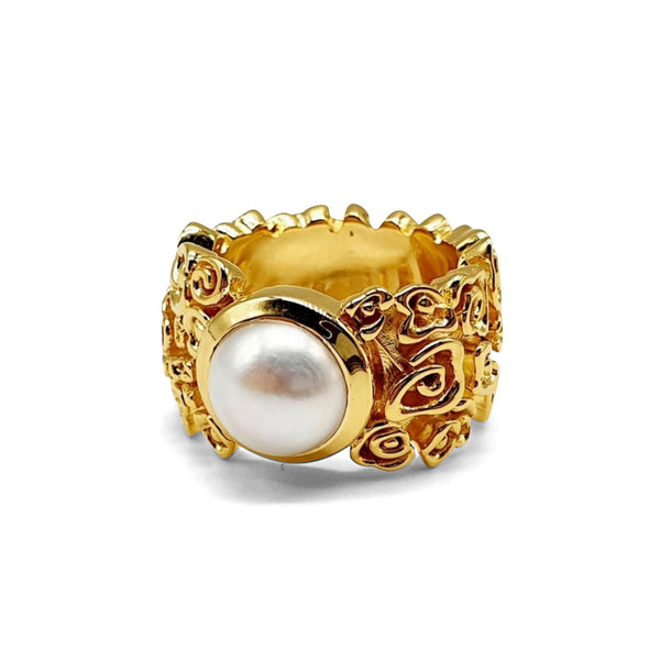 Finger ring gold/pearl