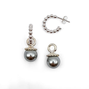 Interchangeable pearl gray pendant with or without creoles