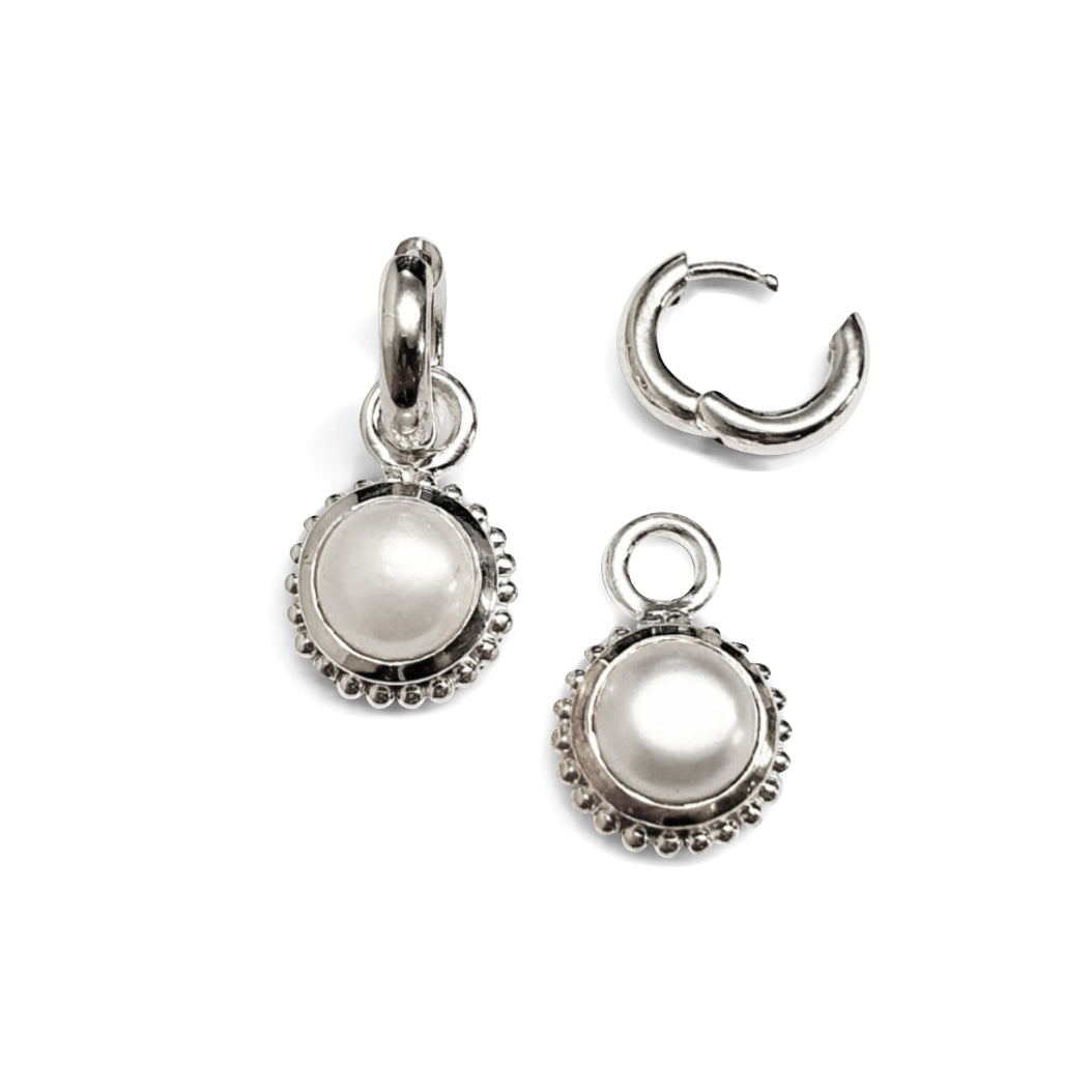 Interchangeable freshwater pearl pendant with or without creoles