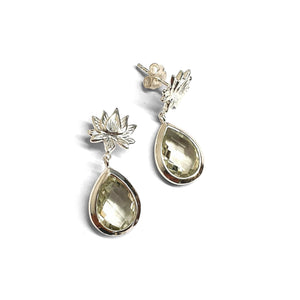 Earrings lotus flower silver (9 colors)