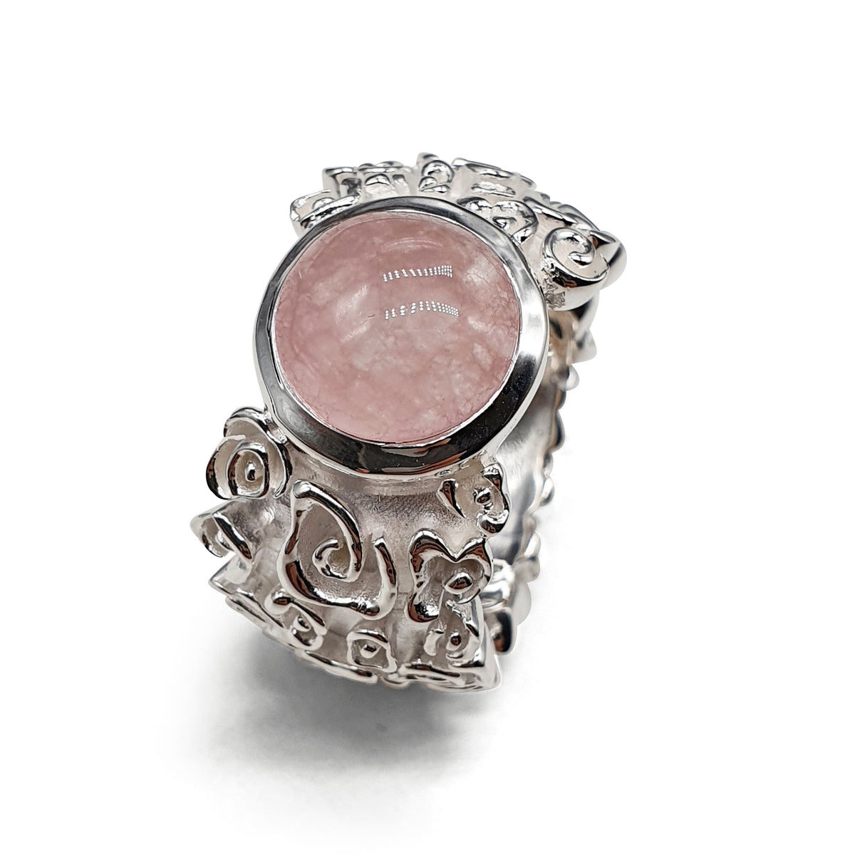 Ring silver/rose quartz